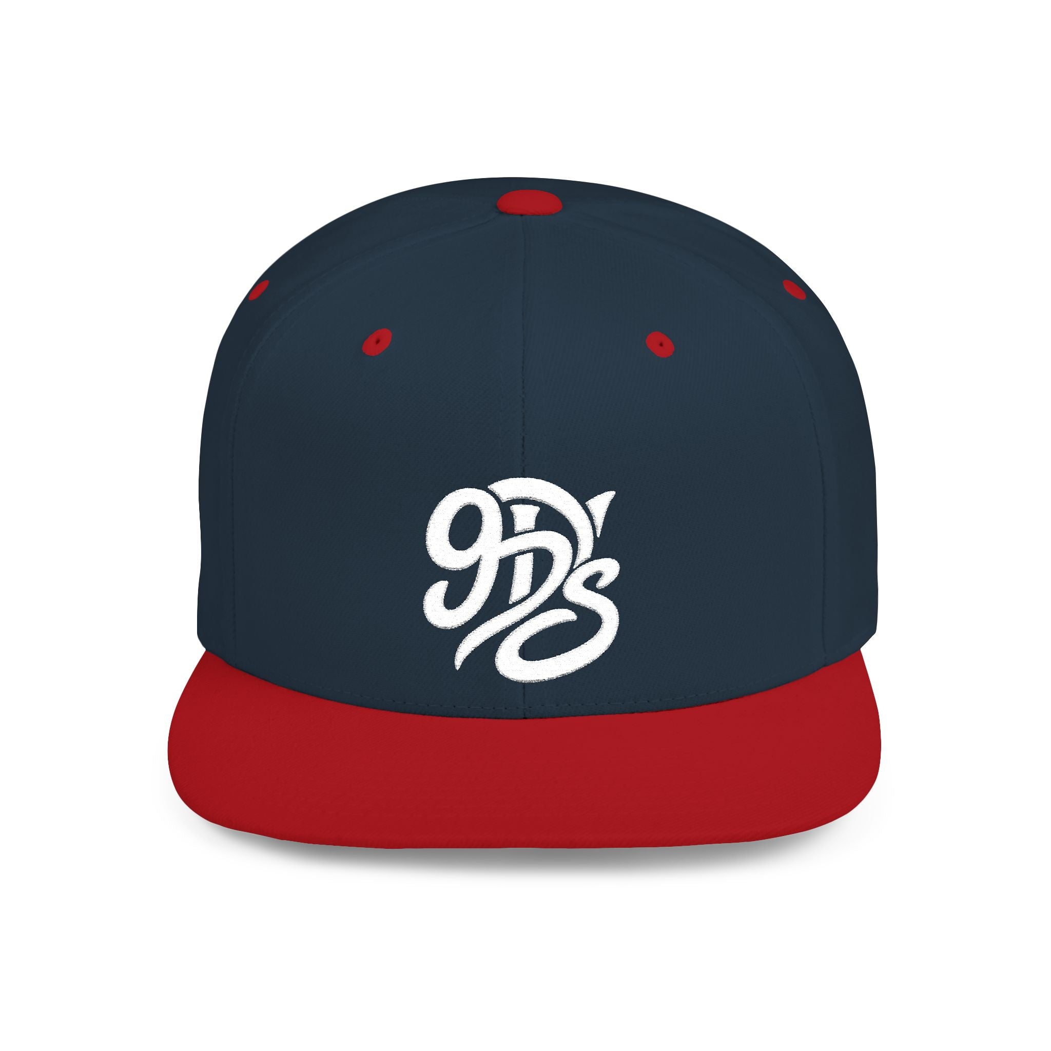 Flat Bill Snapback Hat — 9D’s Script Logo Embroidered Cap