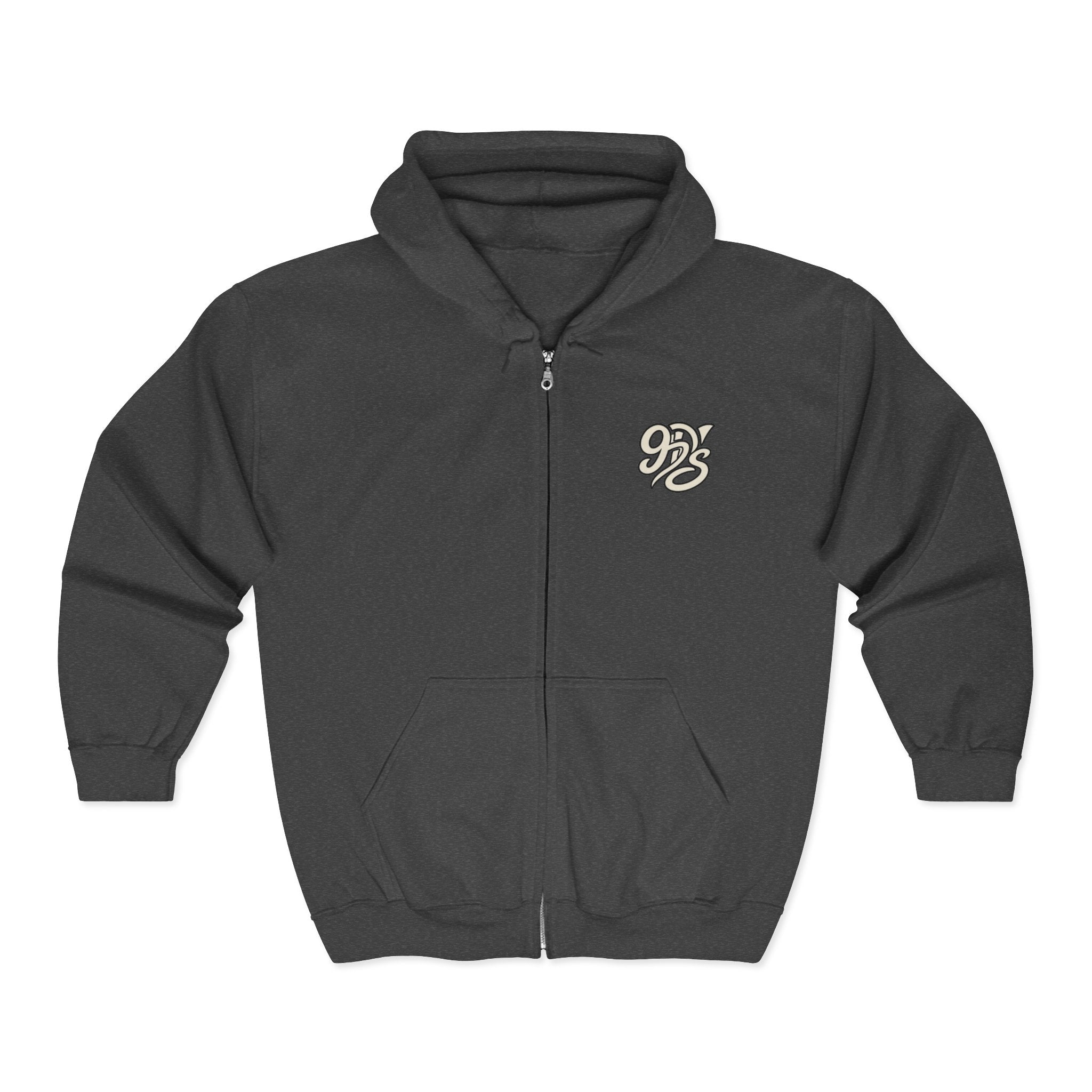Vintage Script '96' Zip Hoodie – Classic Retro Chest Logo