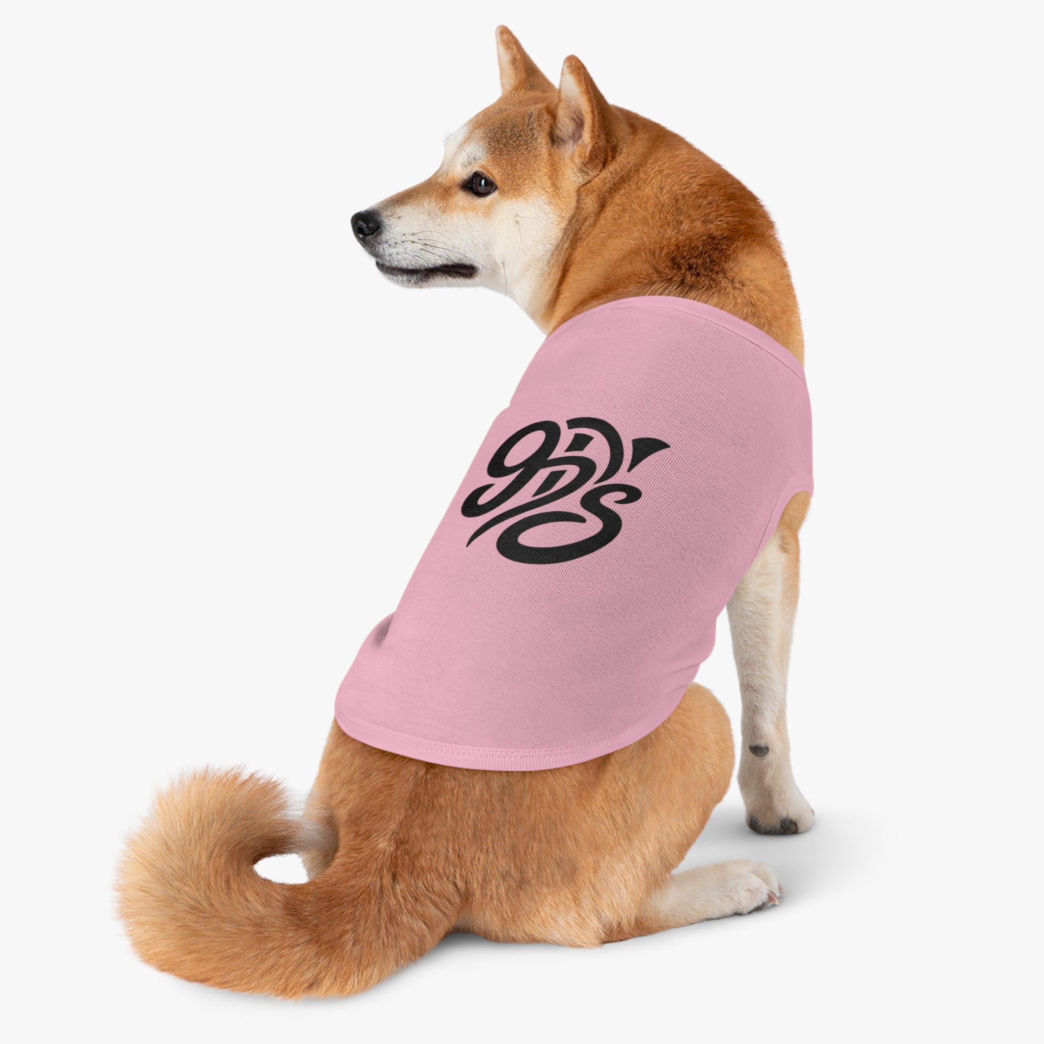 Black Script Logo Pet Tank Top — Cozy Graphic Dog Shirt
