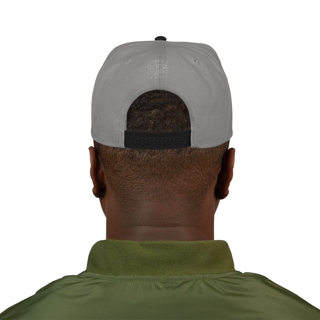 Embroidered Urban Snapback Hat — White Script Patch