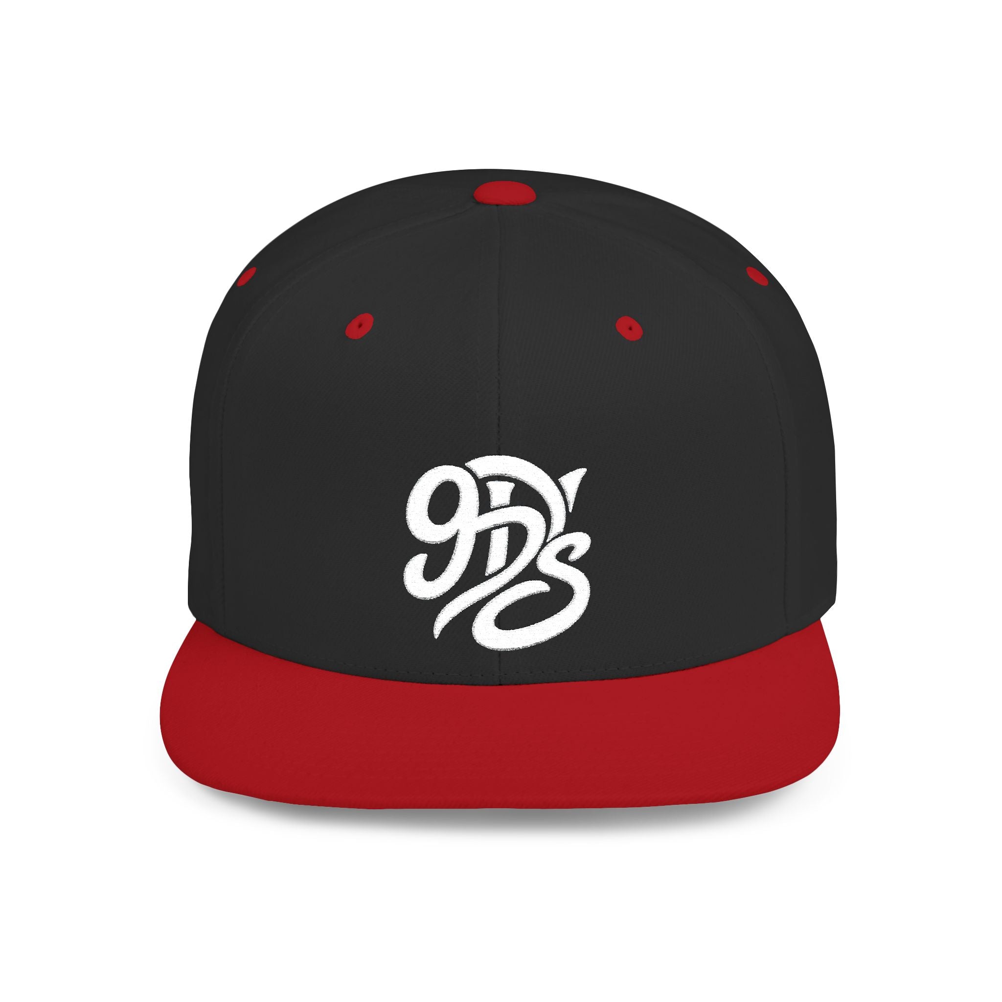 Flat Bill Snapback Hat — 9D’s Script Logo Embroidered Cap
