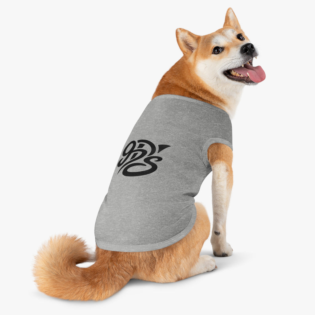 Black Script Logo Pet Tank Top — Cozy Graphic Dog Shirt