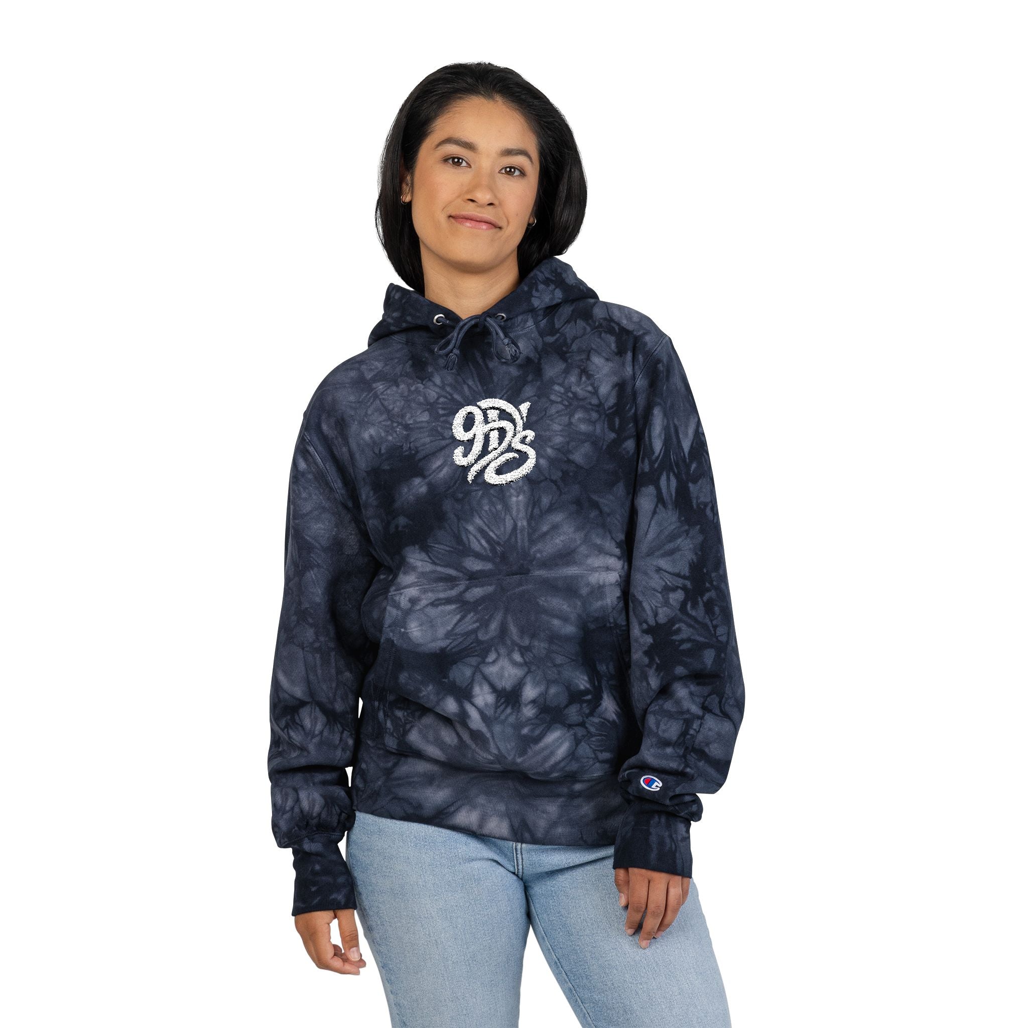 Tie-Dye Champion Hoodie with White Embroidered Logo
