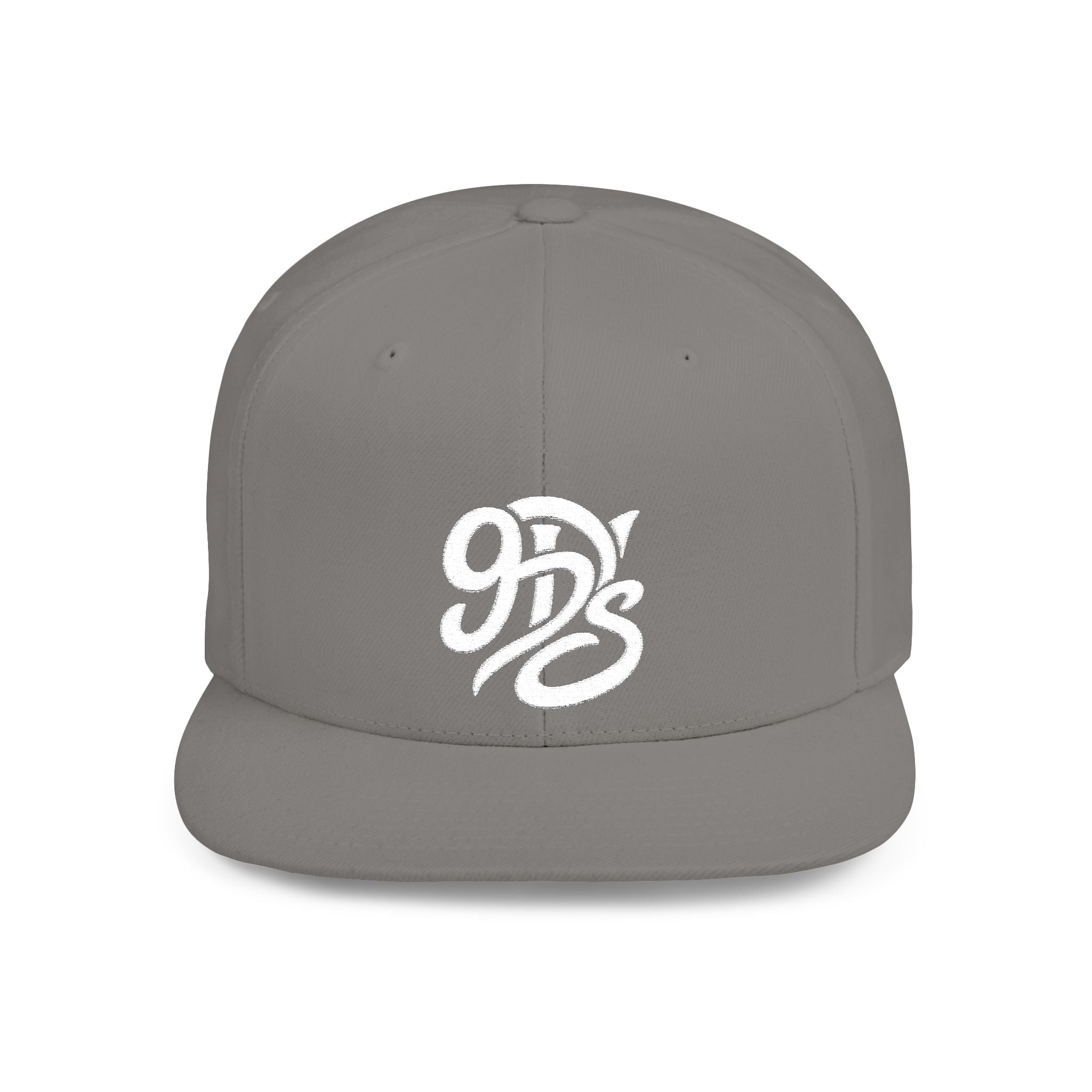 Flat Bill Snapback Hat — 9D’s Script Logo Embroidered Cap