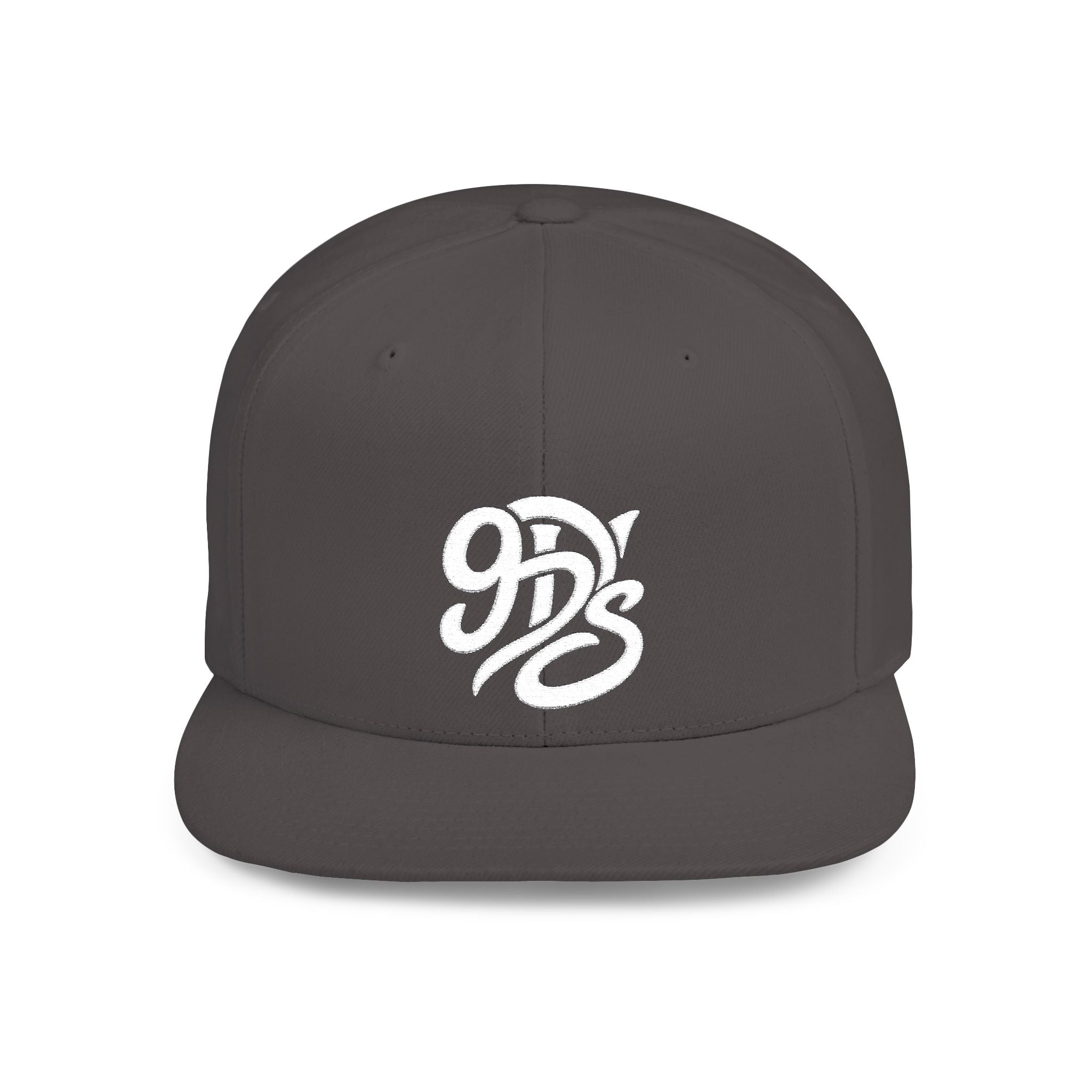 Flat Bill Snapback Hat — 9D’s Script Logo Embroidered Cap