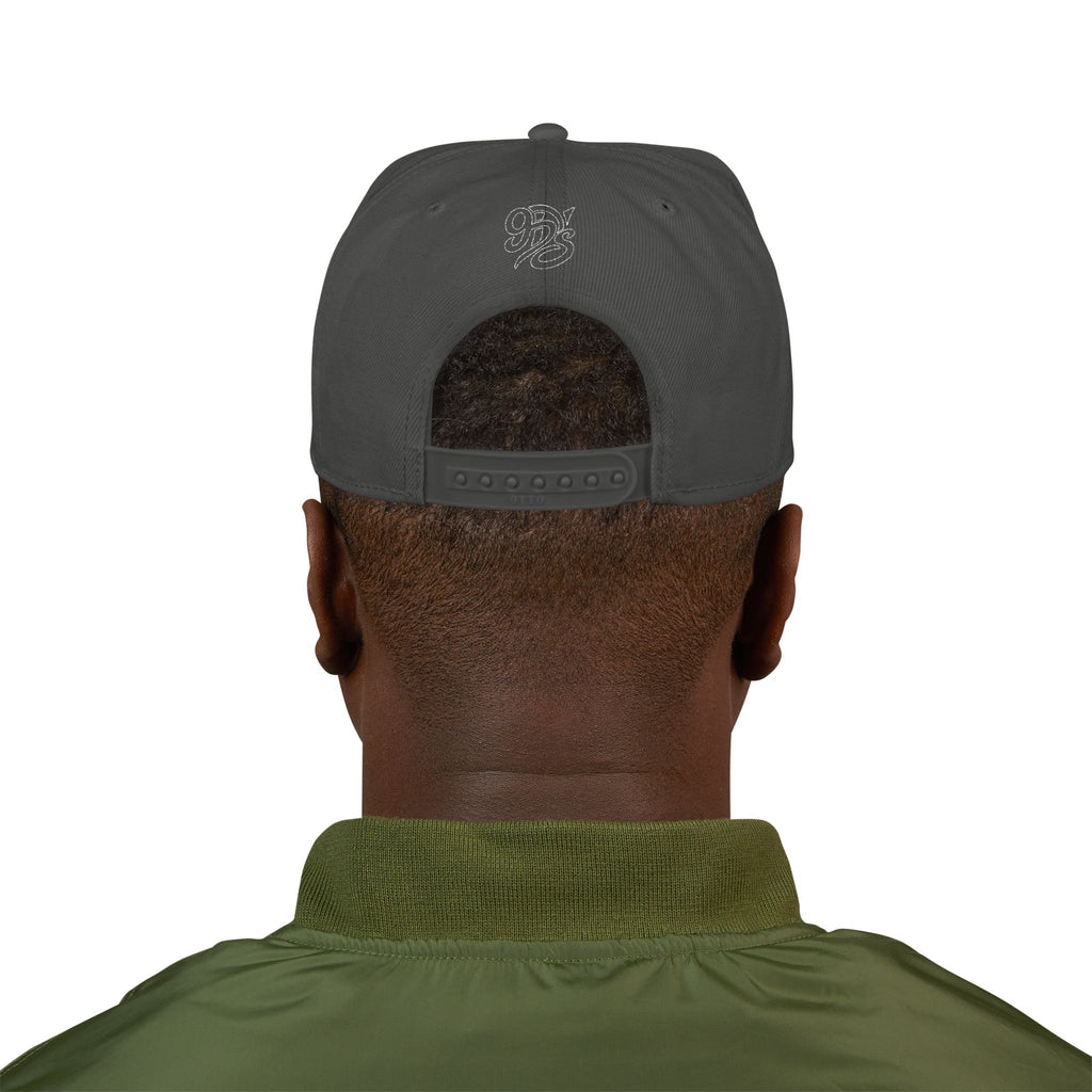 Embroidered Urban Snapback Hat — White Script Patch