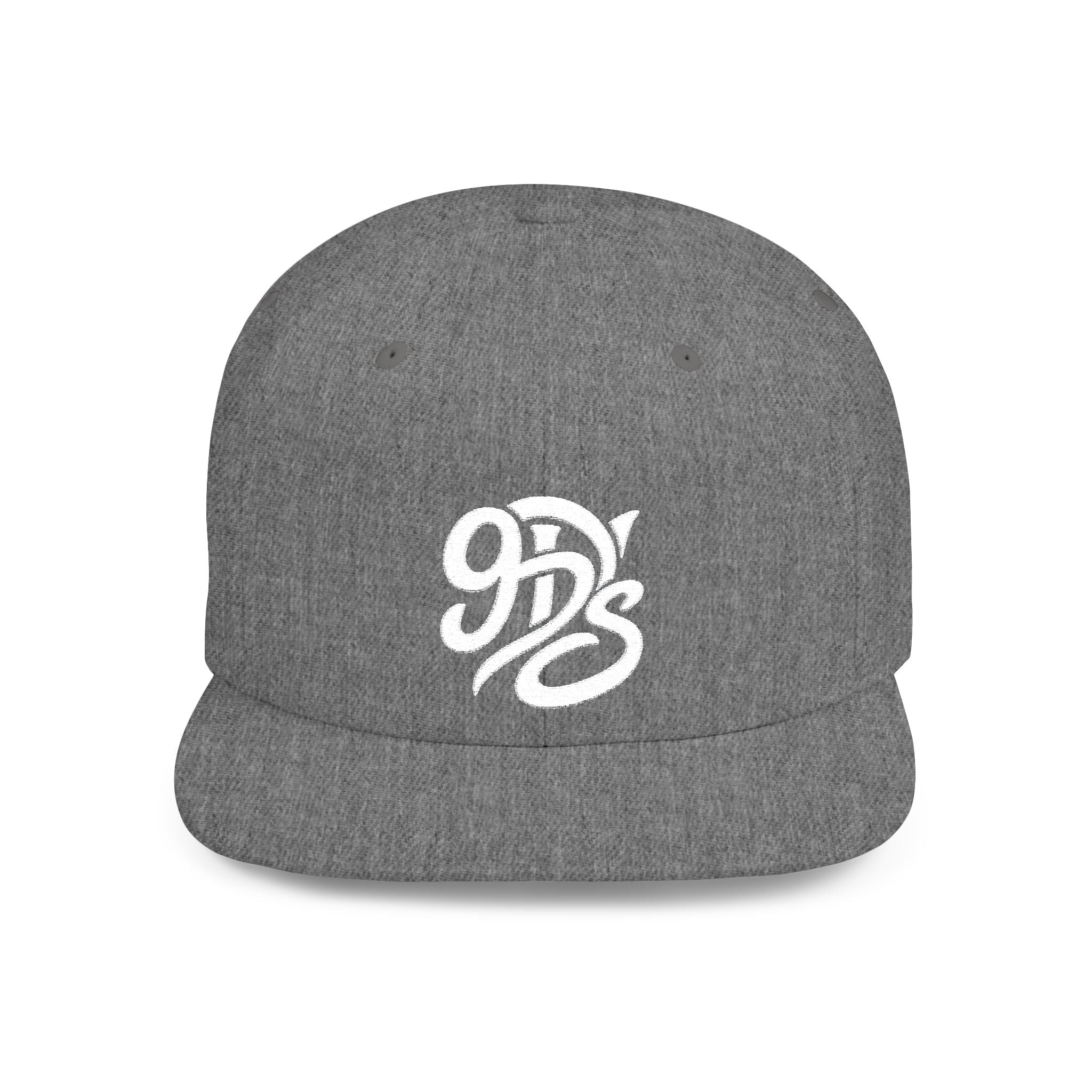 Flat Bill Snapback Hat — 9D’s Script Logo Embroidered Cap