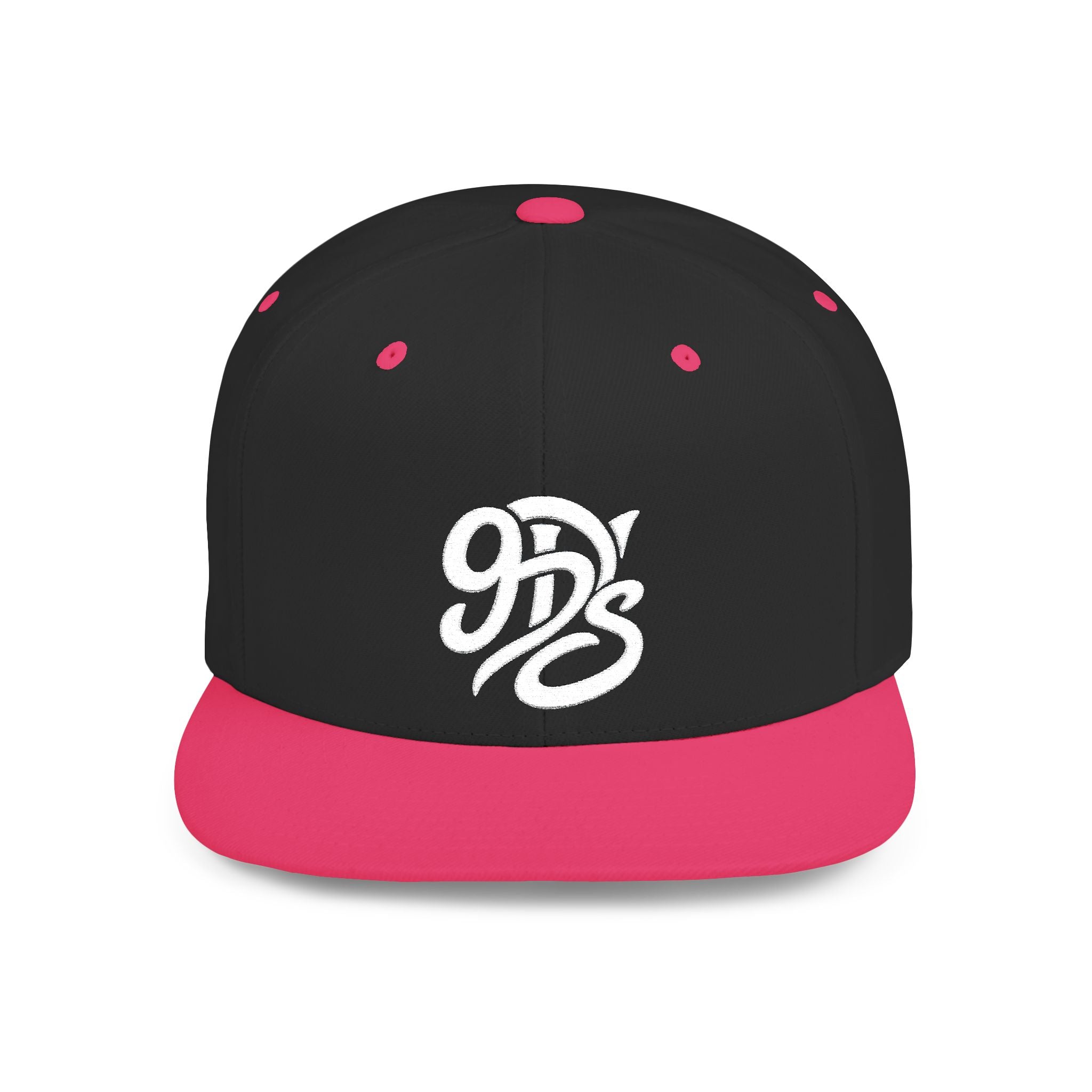 Flat Bill Snapback Hat — 9D’s Script Logo Embroidered Cap