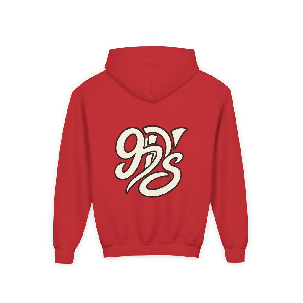 Youth Christmas Hoodie — Pixel Santa, Snowman & Reindeer "Merry Christmas"