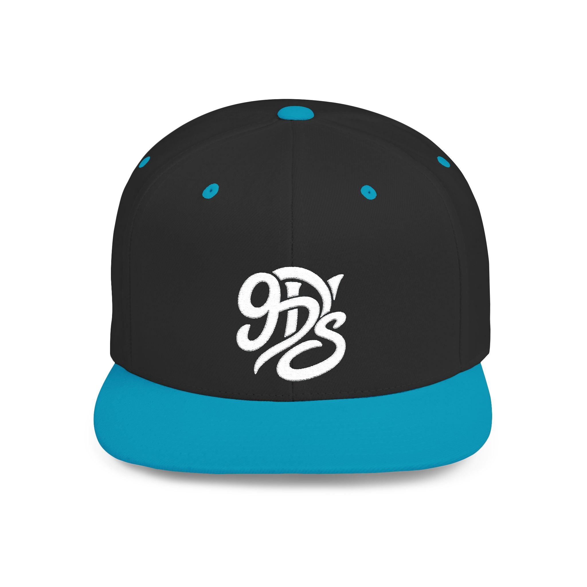 Flat Bill Snapback Hat — 9D’s Script Logo Embroidered Cap