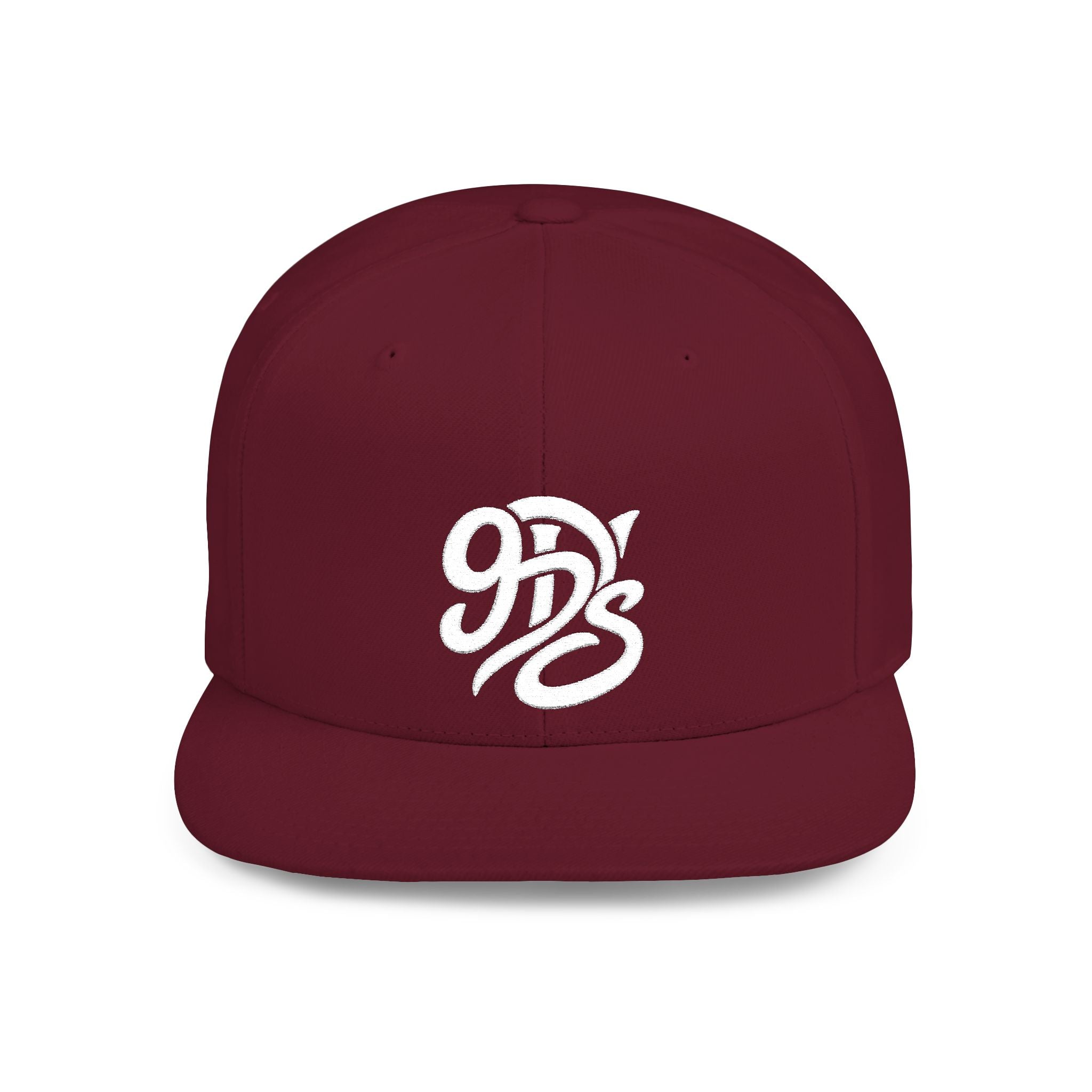 Flat Bill Snapback Hat — 9D’s Script Logo Embroidered Cap