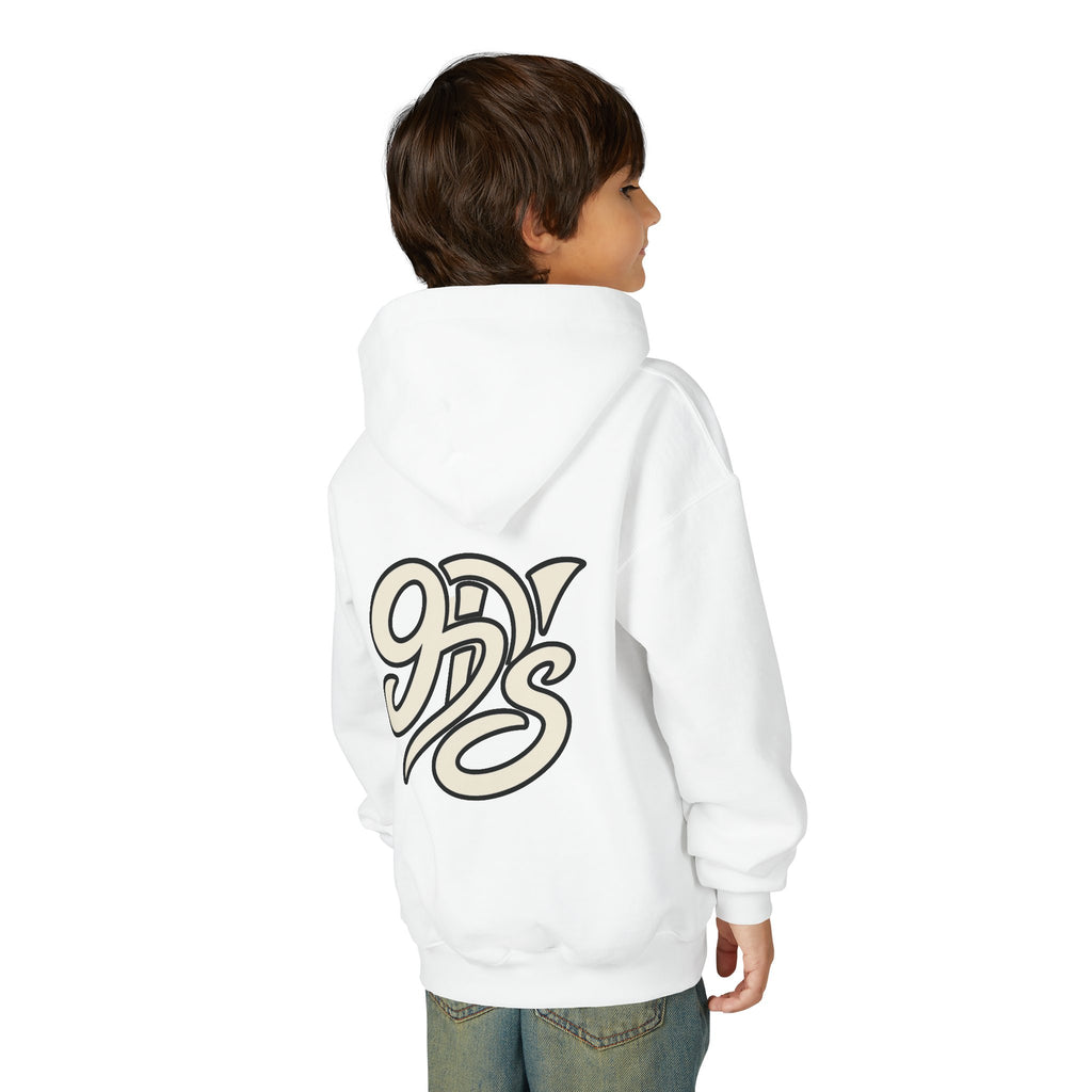 Youth Christmas Hoodie — Pixel Santa, Snowman & Reindeer "Merry Christmas"