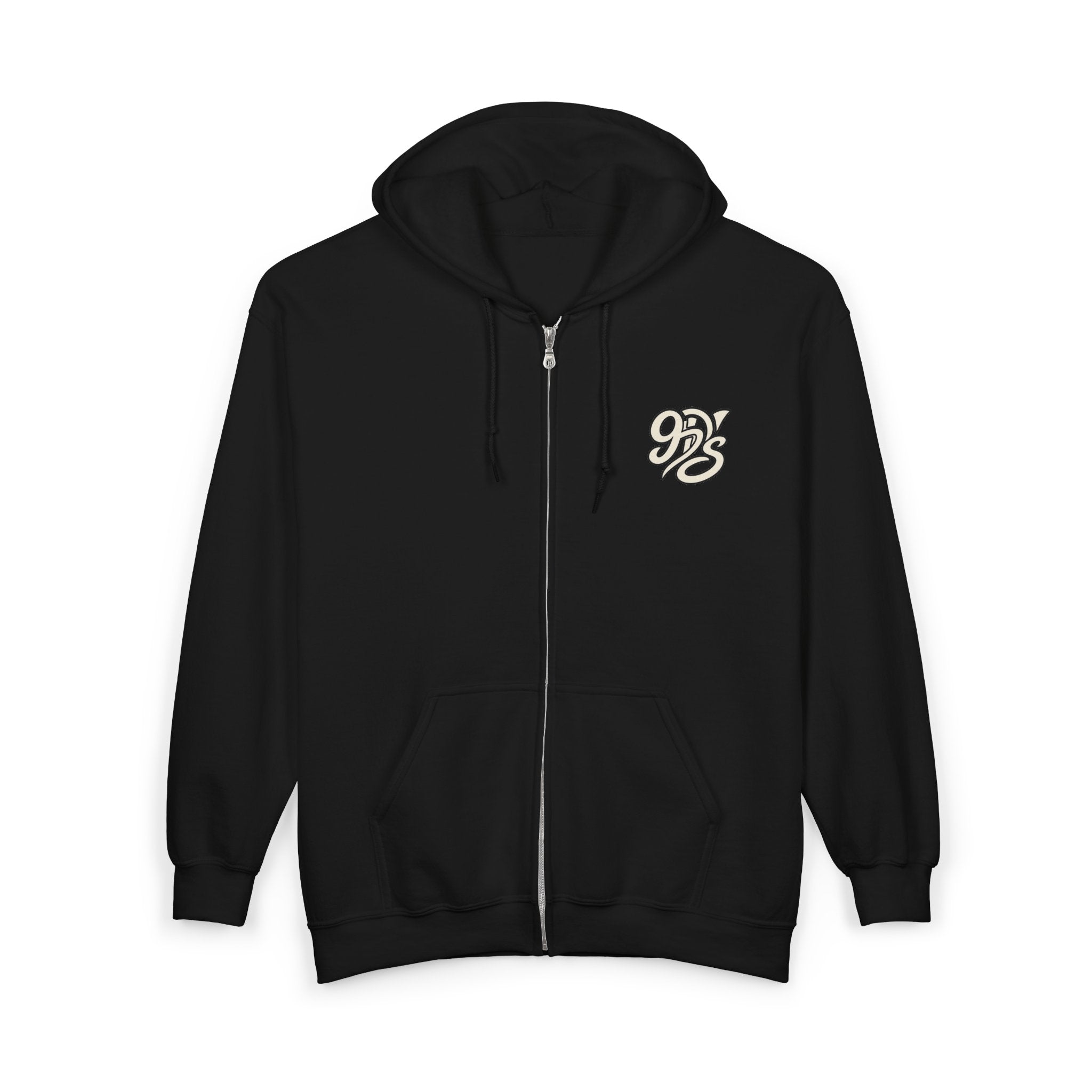 Vintage Script '96' Zip Hoodie – Classic Retro Chest Logo