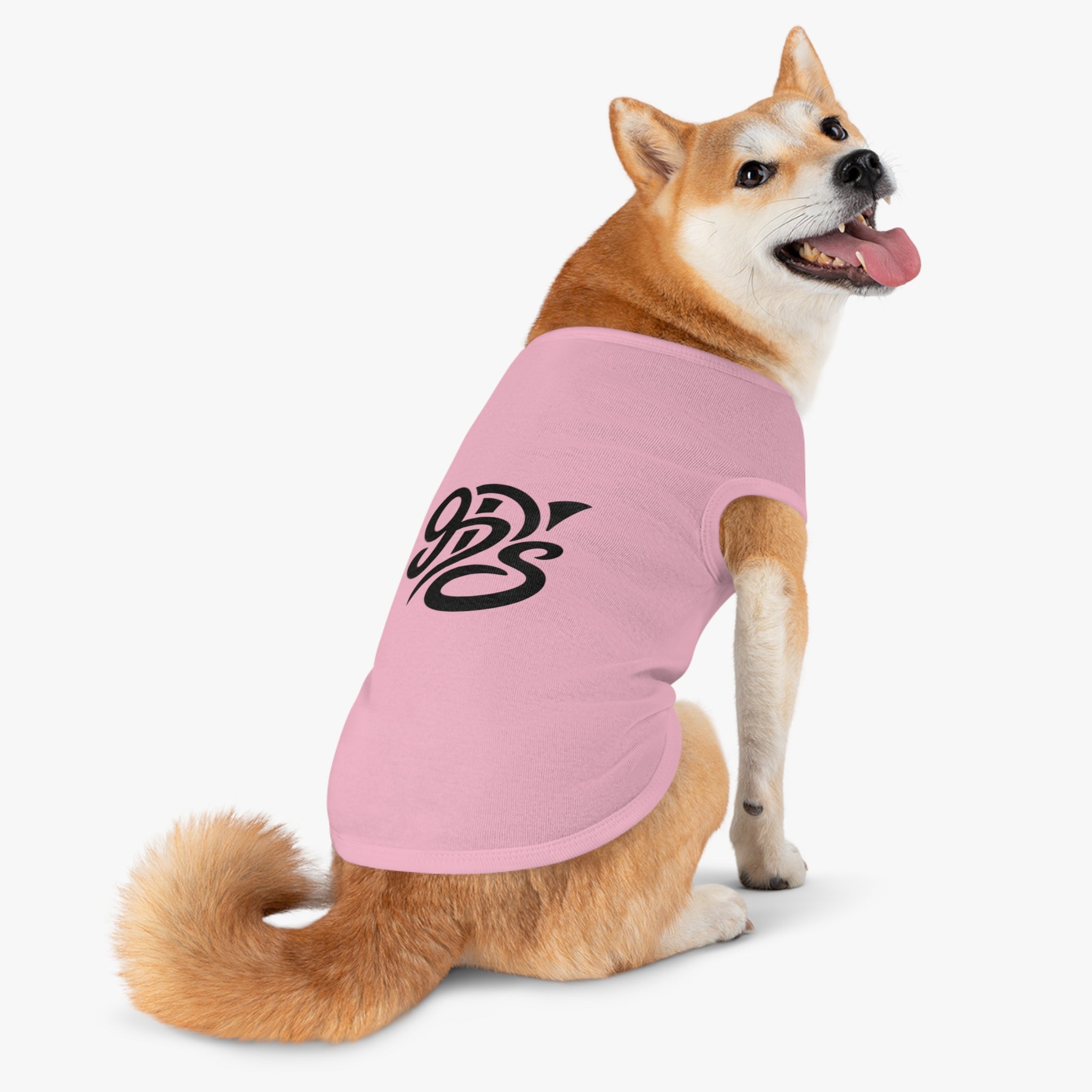 Black Script Logo Pet Tank Top — Cozy Graphic Dog Shirt