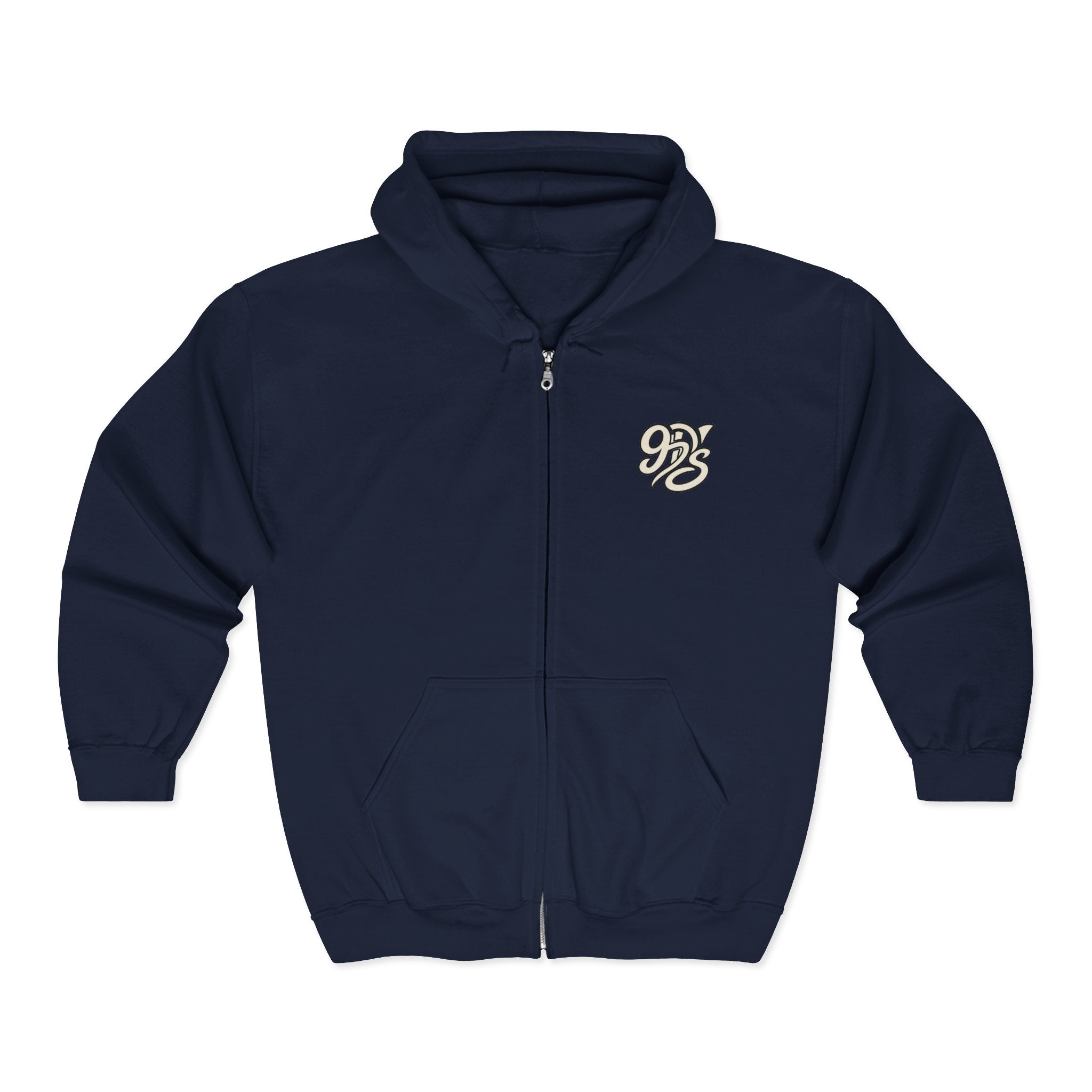 Vintage Script '96' Zip Hoodie – Classic Retro Chest Logo