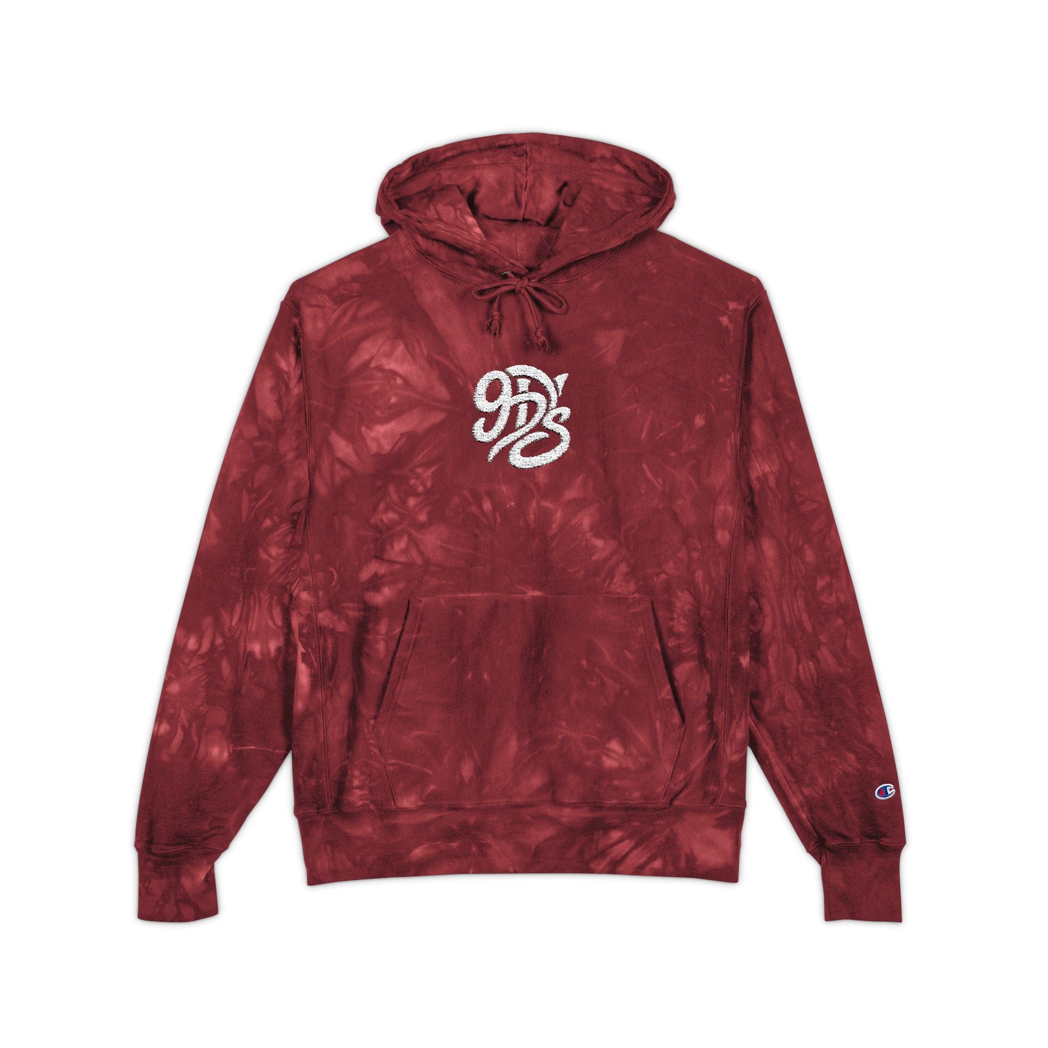 Tie-Dye Champion Hoodie with White Embroidered Logo