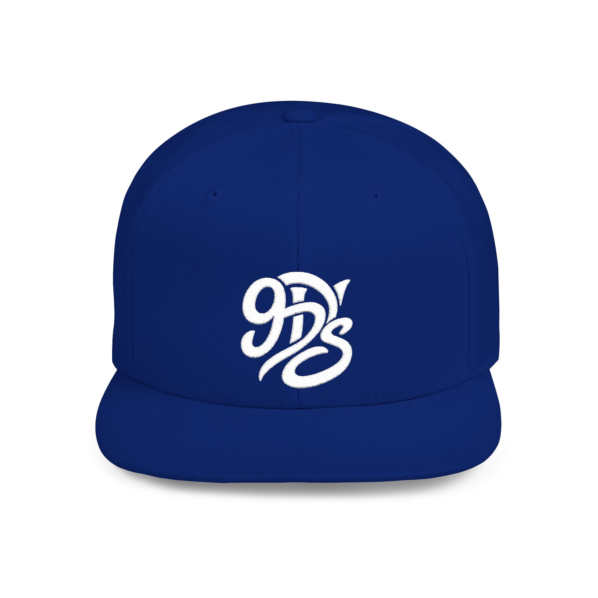 Flat Bill Snapback Hat — 9D’s Script Logo Embroidered Cap