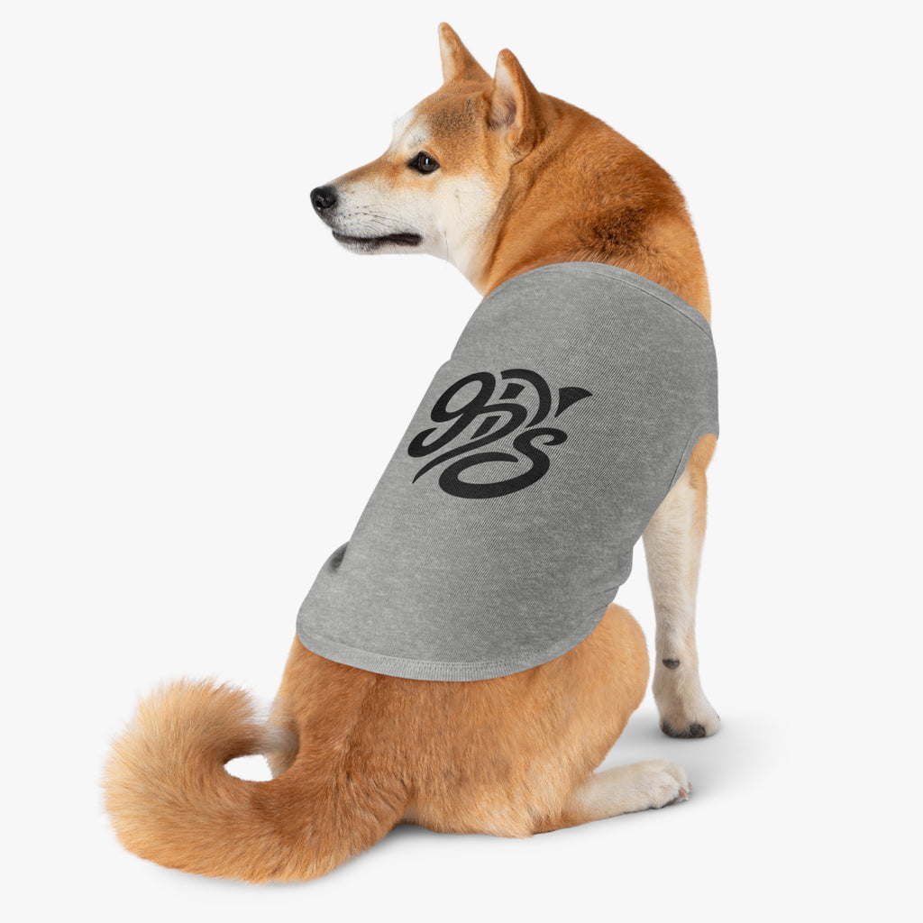 Black Script Logo Pet Tank Top — Cozy Graphic Dog Shirt
