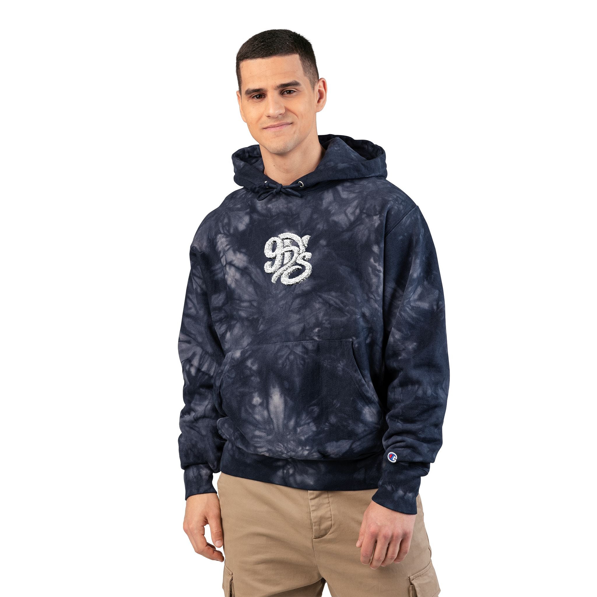 Tie-Dye Champion Hoodie with White Embroidered Logo